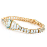 Aquamarine Echo Bar Bracelet 18k gold stackable design side view