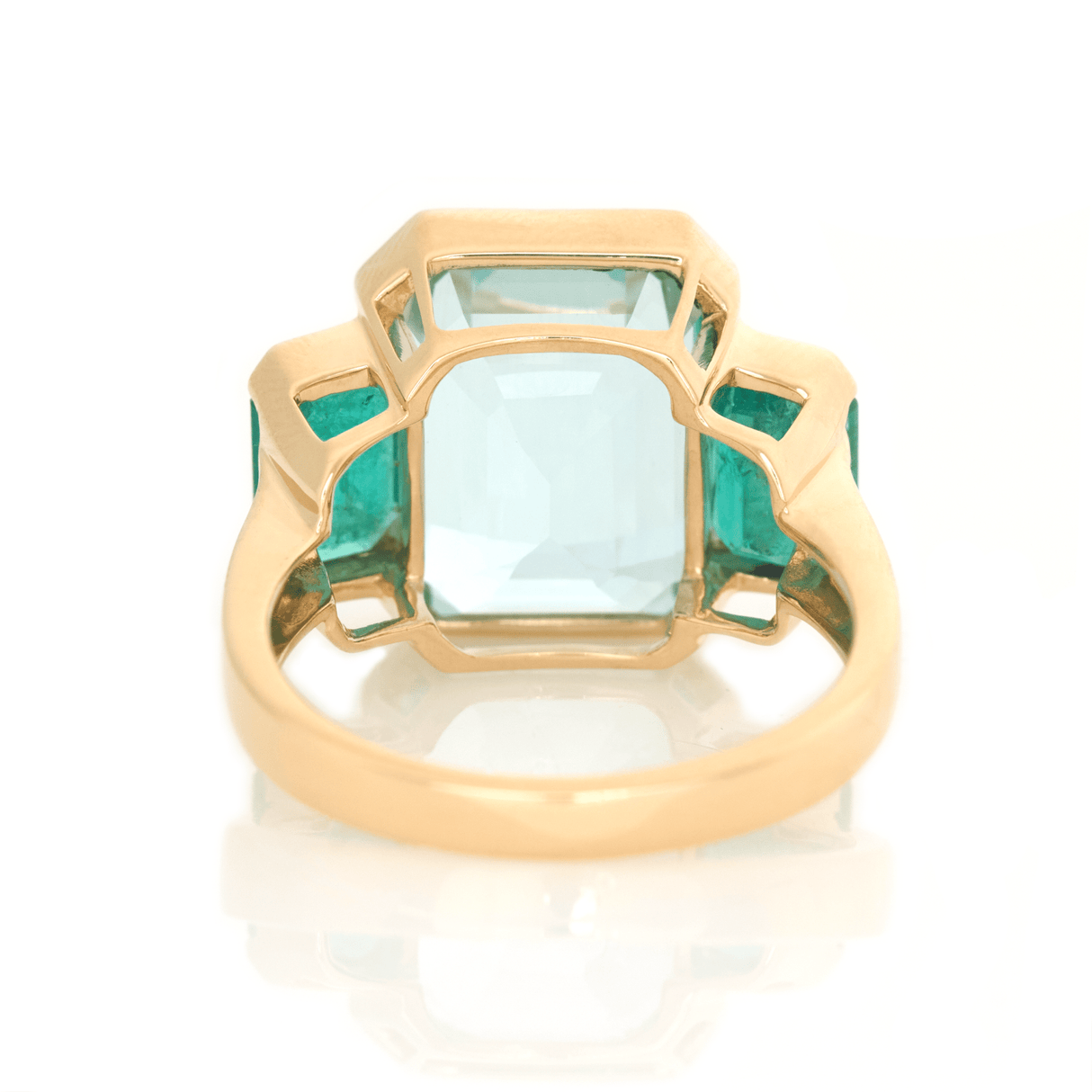 Aquamarine & Emerald Deco Spring Jumbo Ring