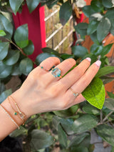 Aquamarine & Emerald Deco Spring Supreme Ring 18k gold engagement ring on model