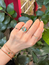 Aquamarine & Emerald Deco Spring Supreme Ring 18k gold engagement ring on model