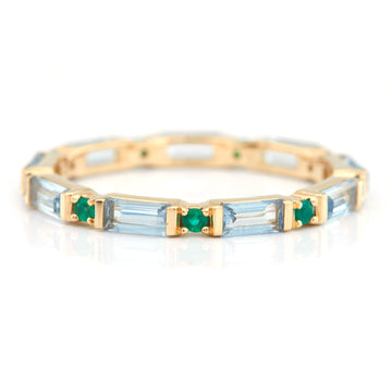 Aquamarine & Emerald Infinity Ring