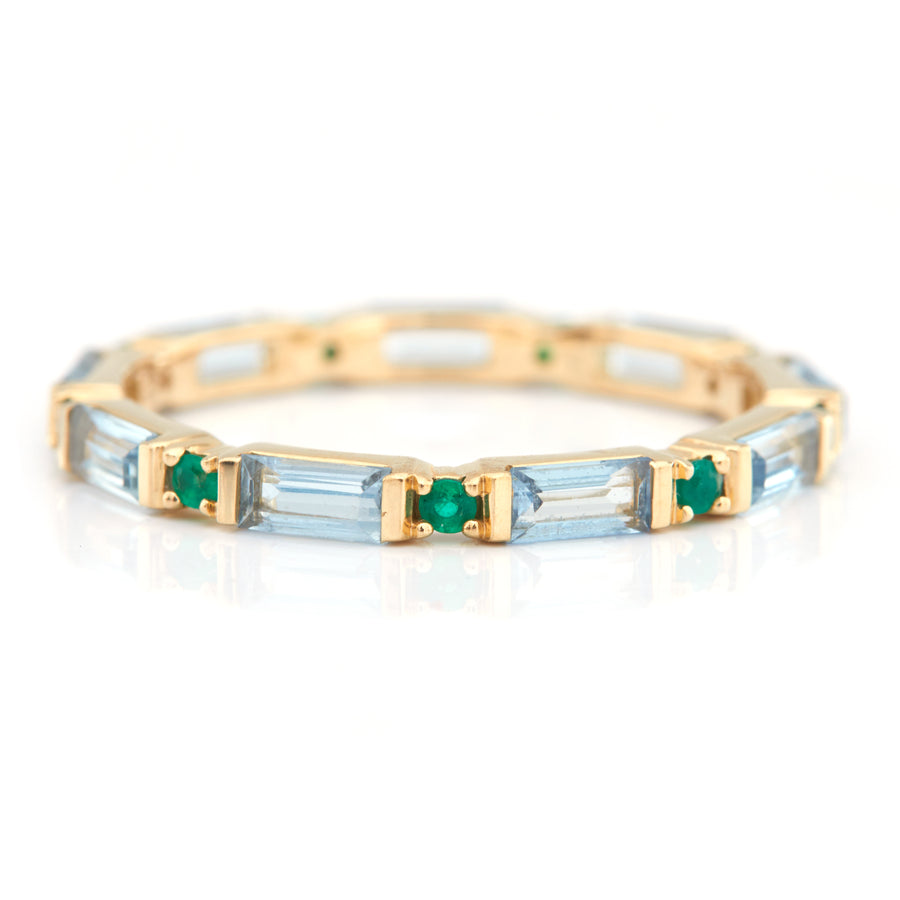 Aquamarine & Emerald Infinity Ring