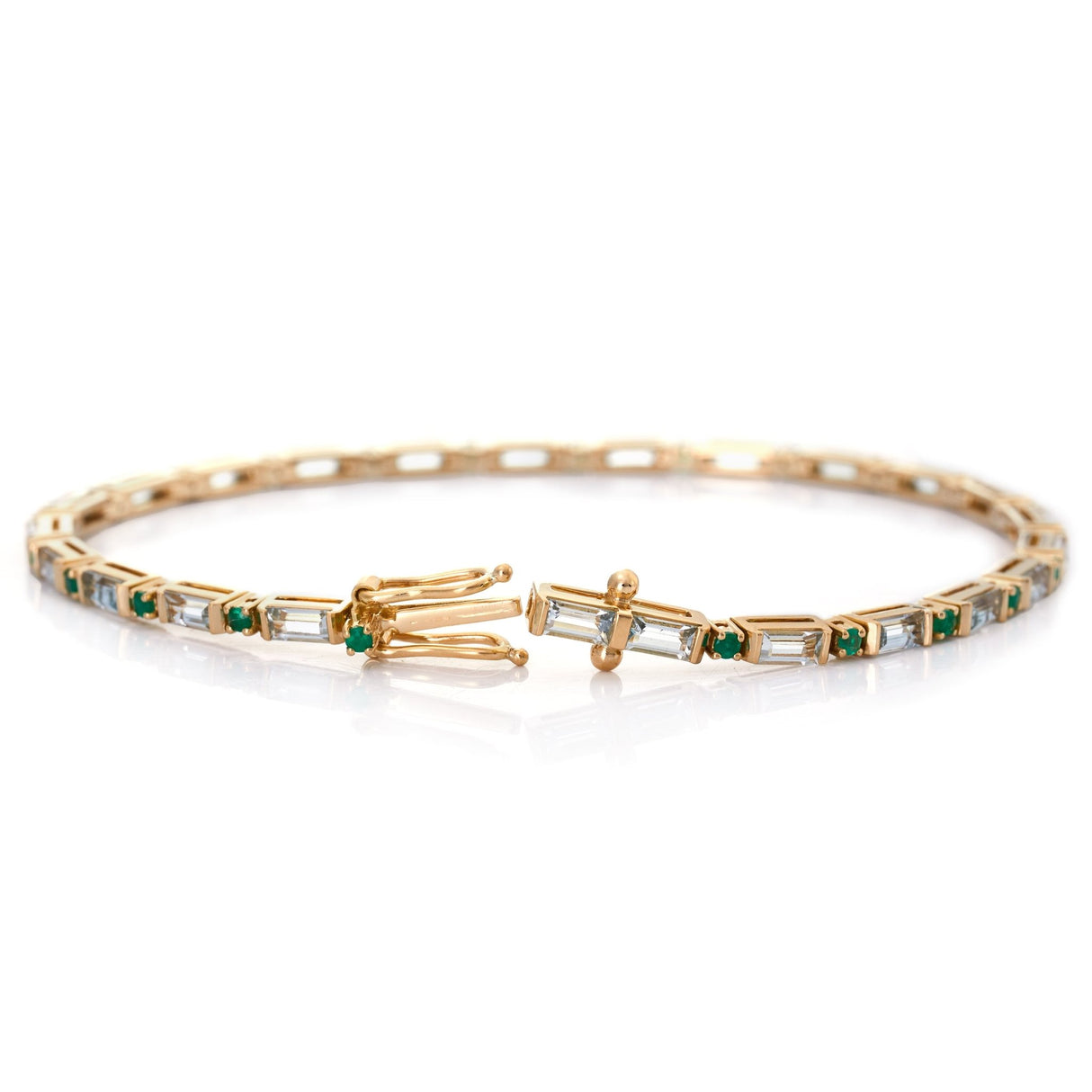 Aquamarine Emerald Spring Bracelet 18k gold stackable design 2