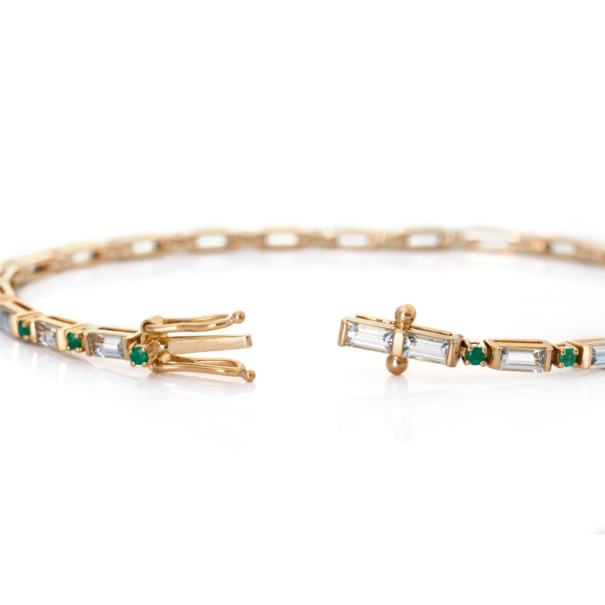 Aquamarine Emerald Spring Bracelet 18k gold stackable design 3