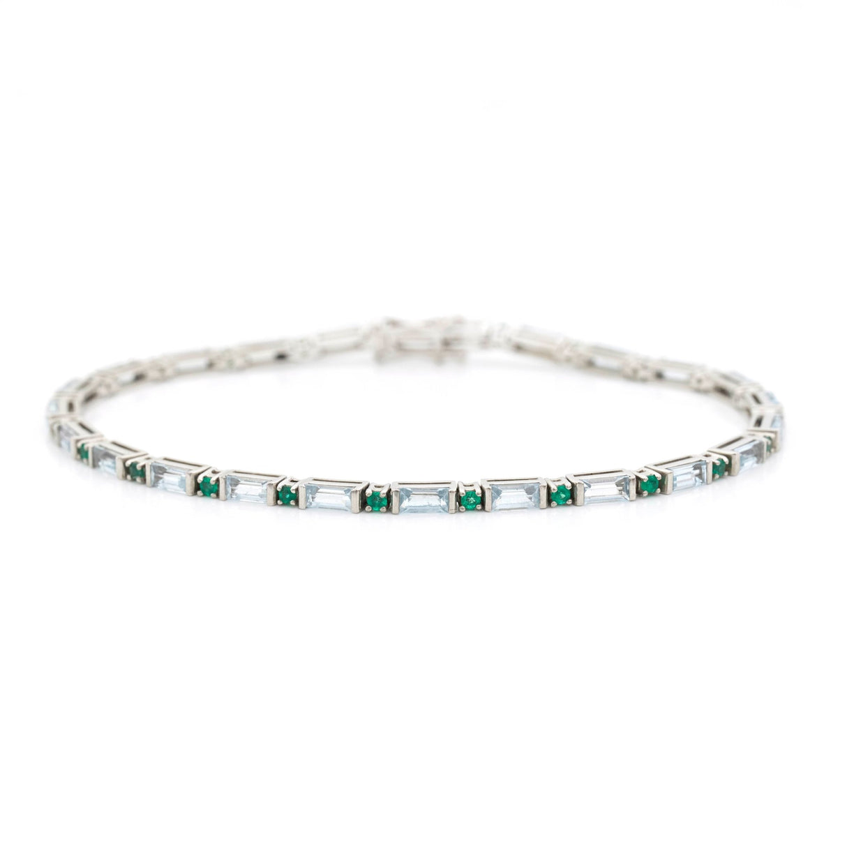 Aquamarine Emerald Spring Bracelet Platinum stackable design