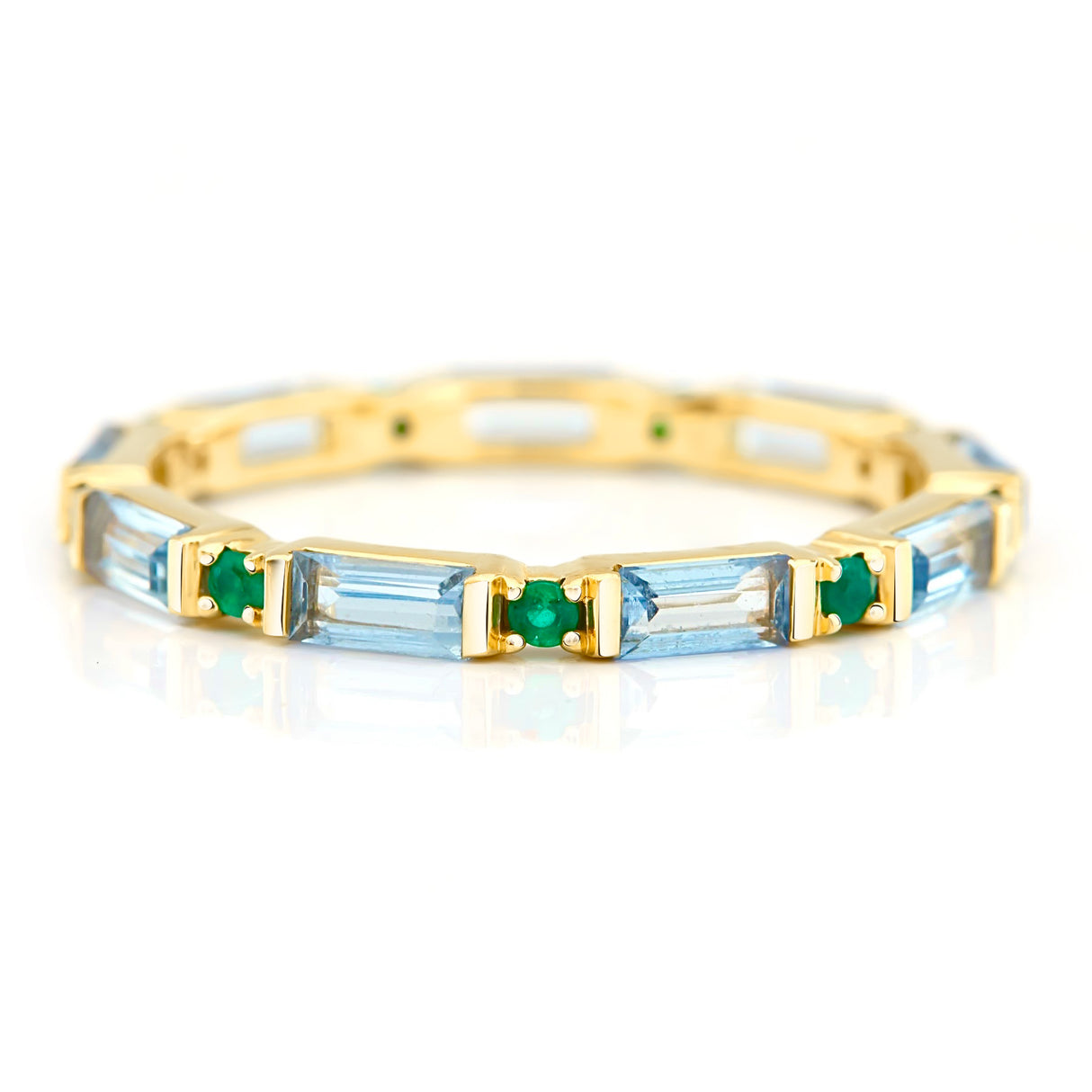 Aquamarine & Emerald Spring Infinity Ring 18k gold stackable ring