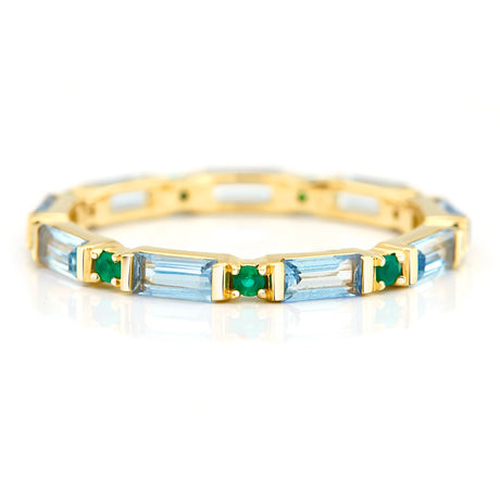 Aquamarine & Emerald Spring Infinity Ring 18k gold stackable ring
