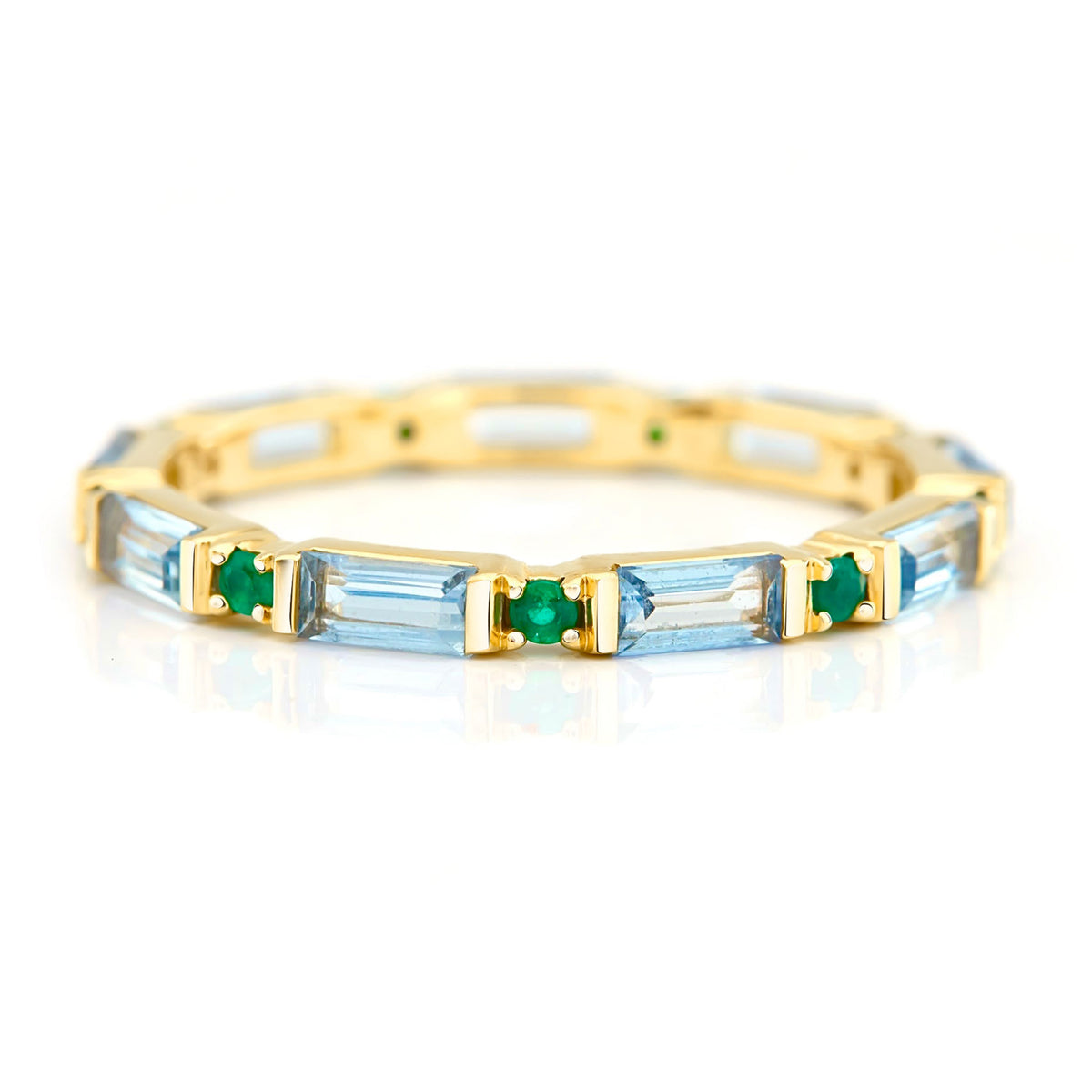 Aquamarine & Emerald Spring Infinity Ring