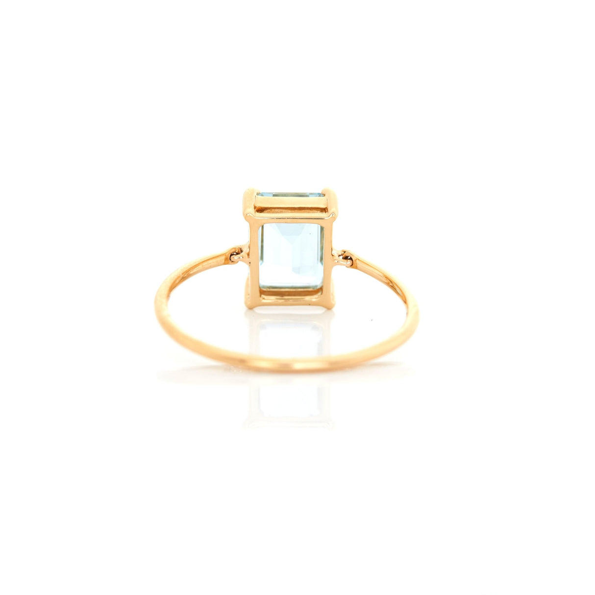 Aquamarine Ice Ring 18k gold stackable ring back view