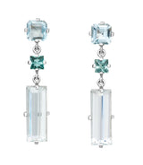 Aquamarine & Indicolite Elsa Earrings platinum Handmade fine jewelry 