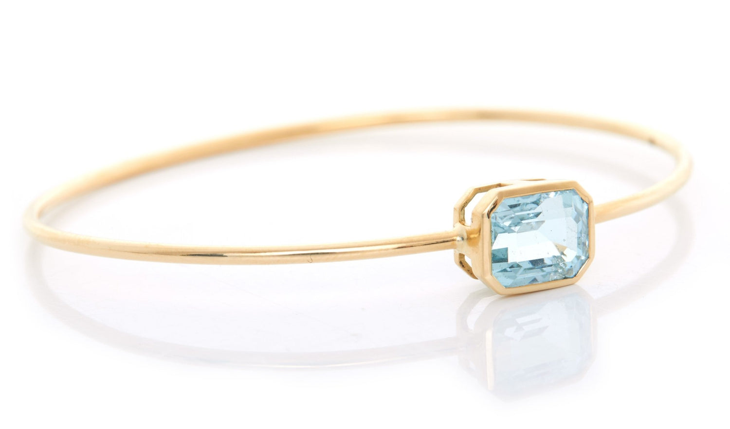 Aquamarine Linear Bangle 18k gold stackable design side