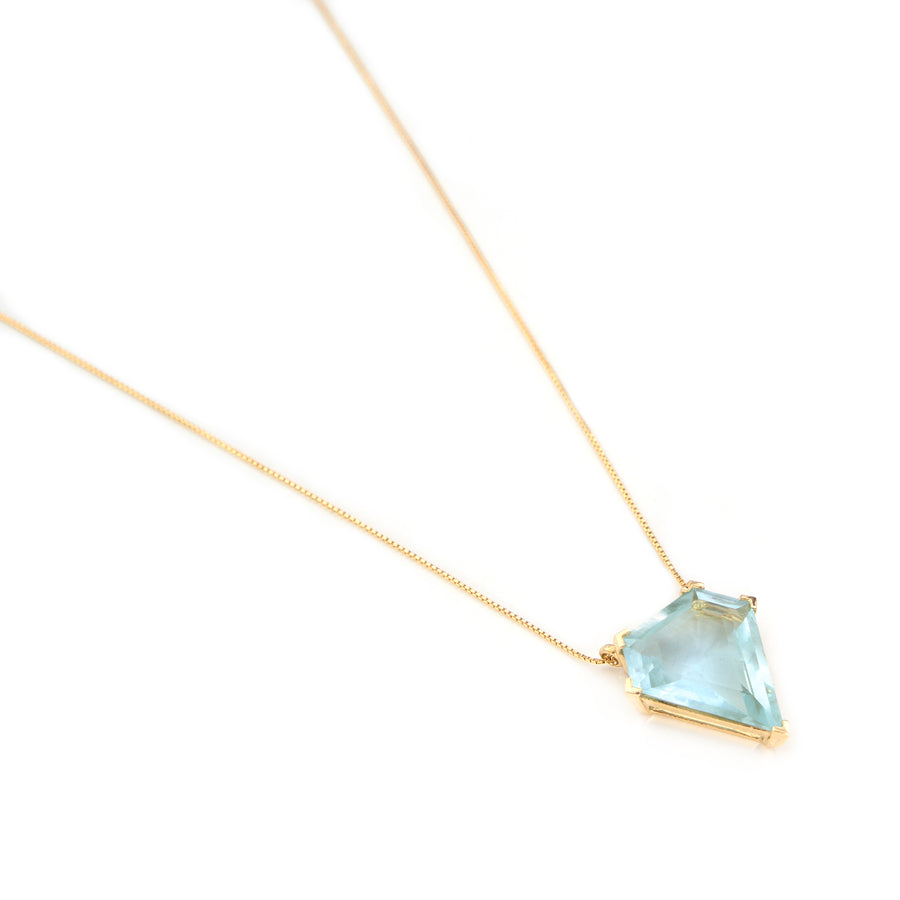 Aquamarine Contour Shield Necklace