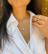 Aquamarine Nouveau handmade Necklace in 18k gold on model