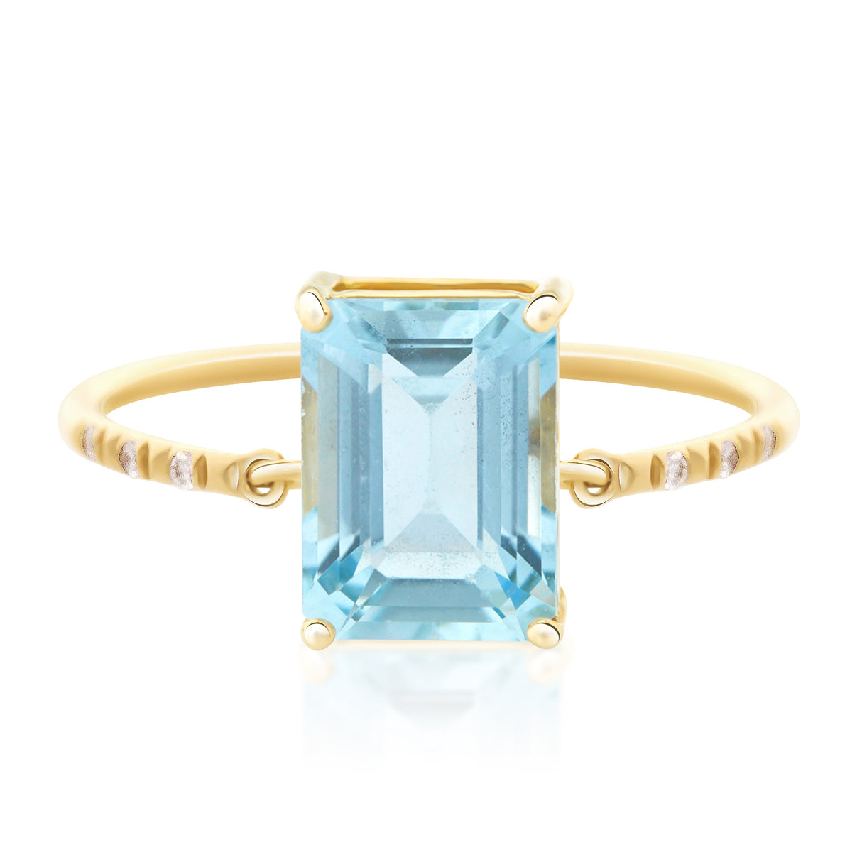 Aquamarine Petite Diamond Circle Ring 18k gold stackable ring