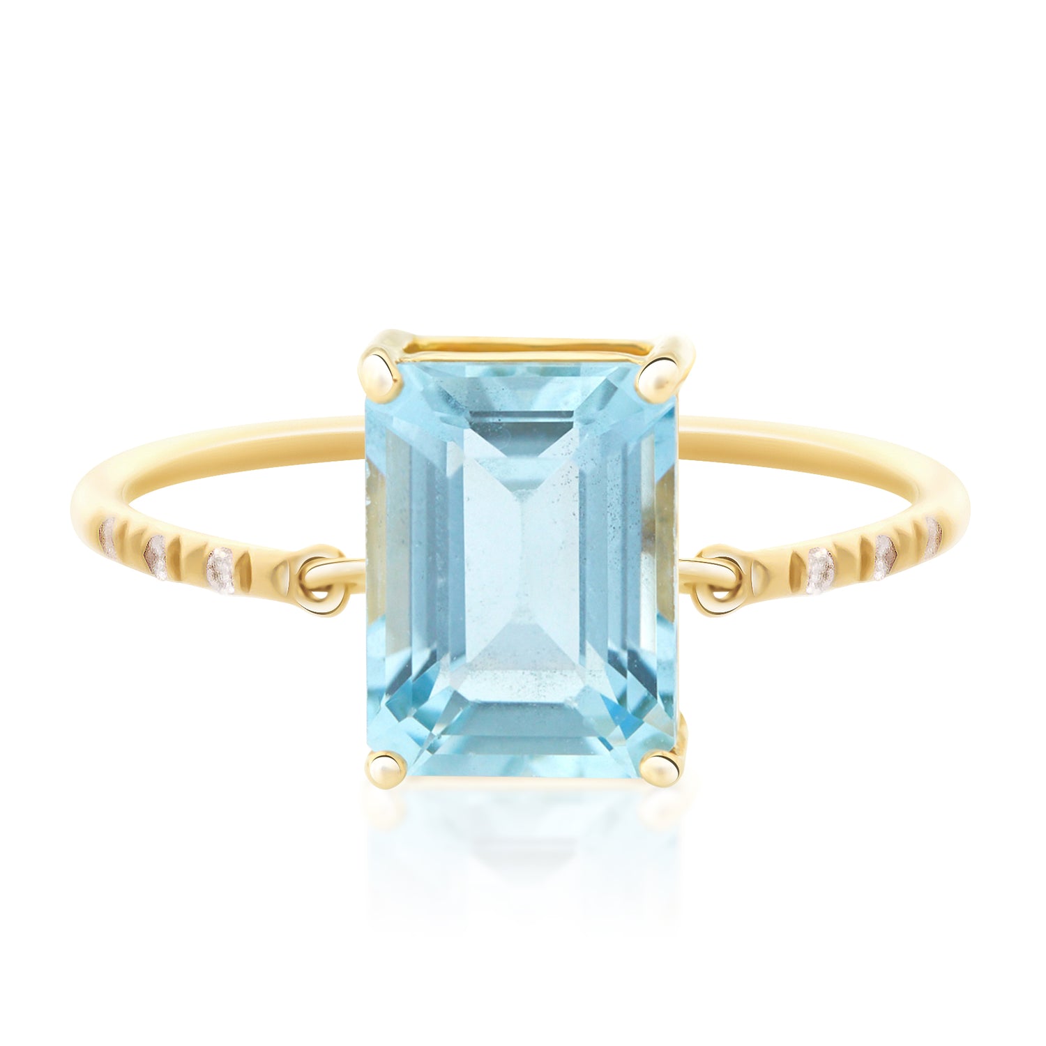 Aquamarine Petite Diamond Circle Ring 18k gold stackable ring