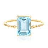Aquamarine Petite Diamond Circle Ring 18k gold stackable ring