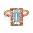 Aquamarine & Pink Tourmaline Candy Ring 18k gold stackable ring