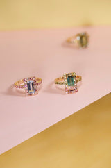Aquamarine & Pink Tourmaline Candy Ring 18k gold stackable ring 3