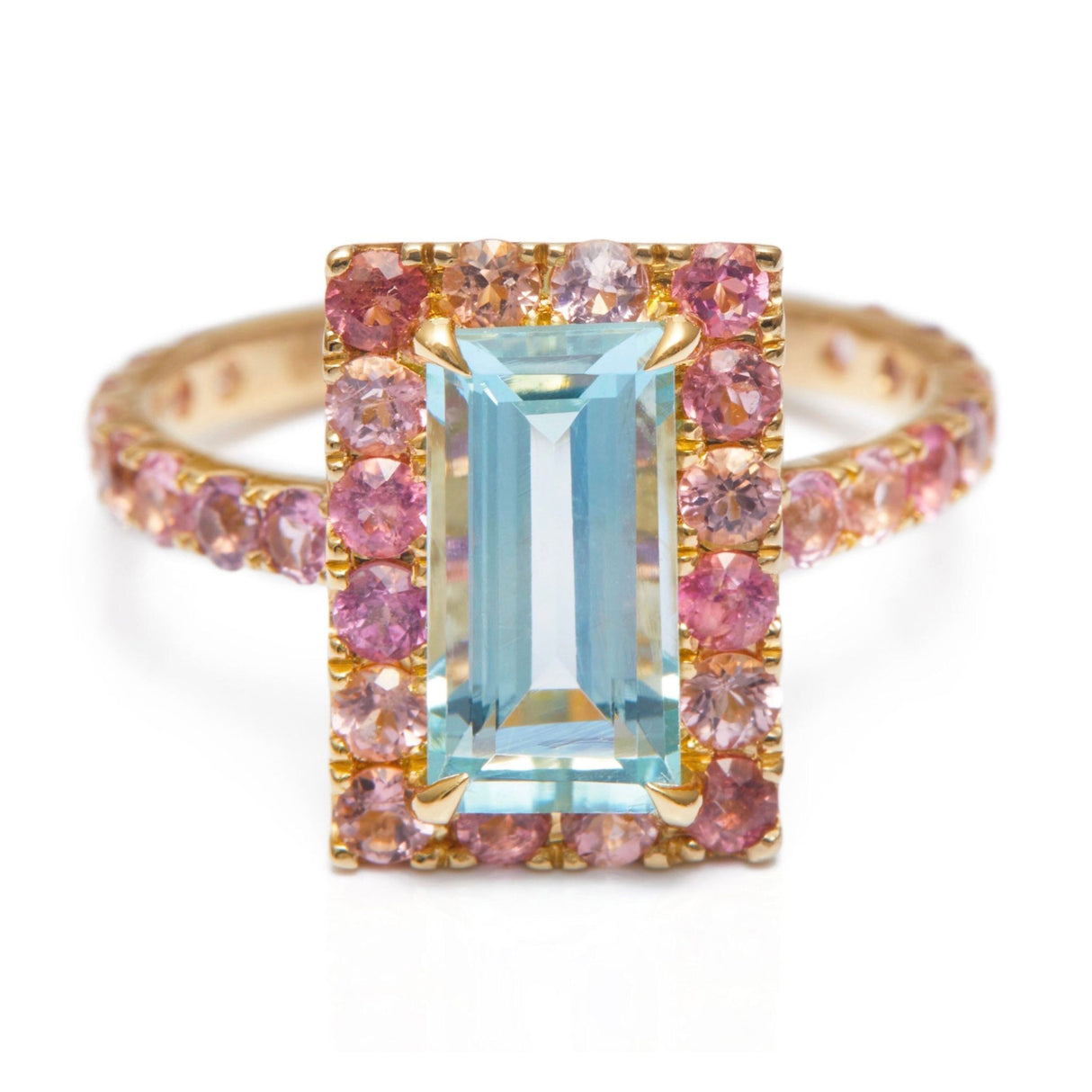 Aquamarine & Pink Tourmaline Candy Ring