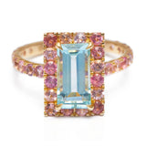 Aquamarine & Pink Tourmaline Candy Ring