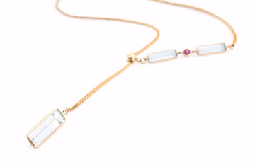 Aquamarine & Ruby Lasso Necklace