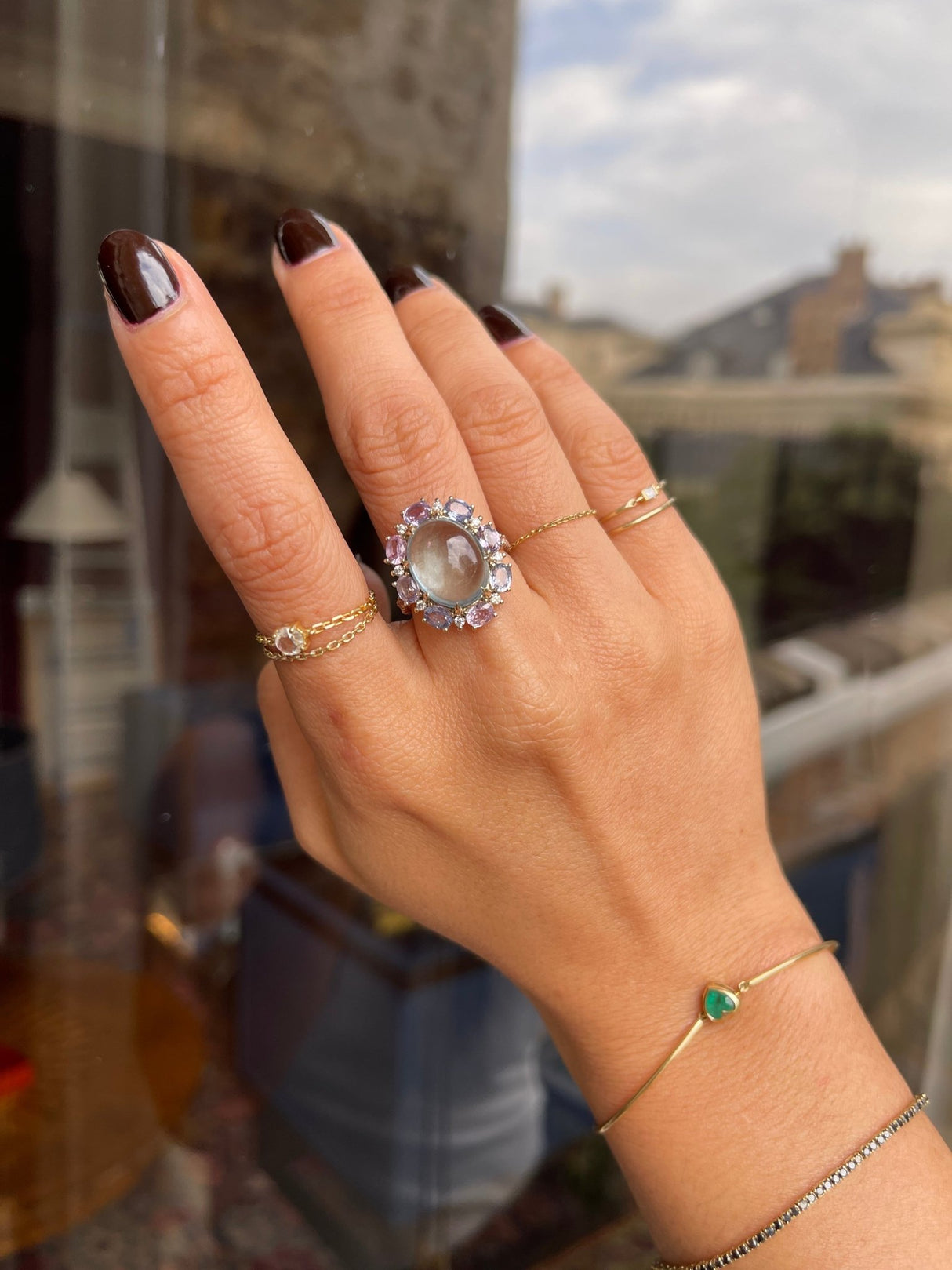 Aquamarine Spinel & Diamond Anastasia Ring