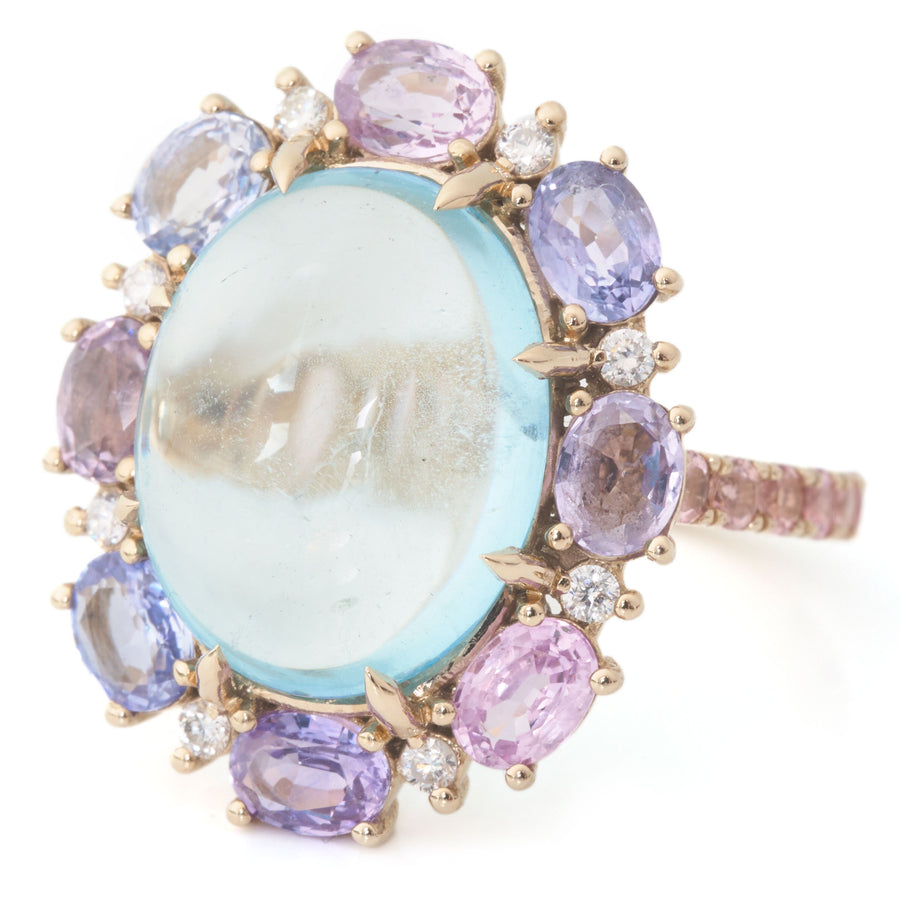 Aquamarine Spinel & Diamond Anastasia Ring