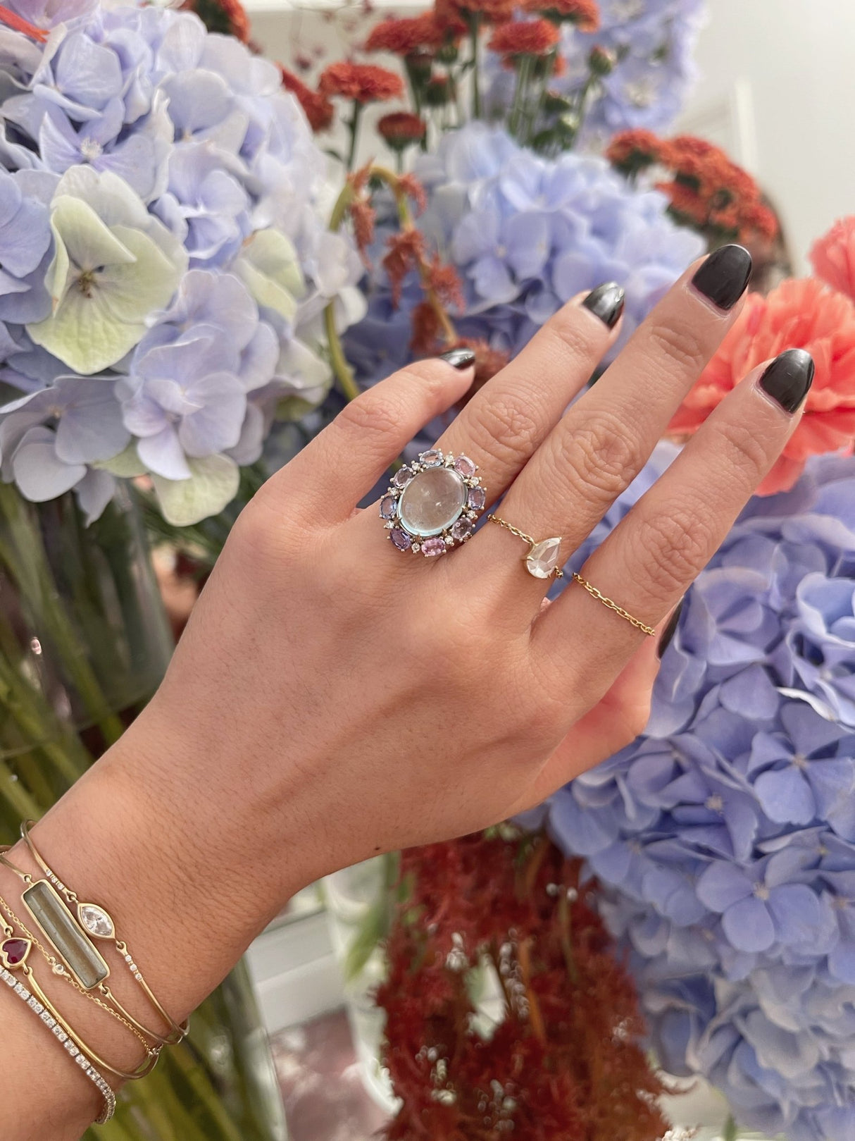 Aquamarine Spinel & Diamond Anastasia Ring