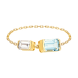 Aquamarine & Topaz Double Chain Ring 18k gold Stackable ring