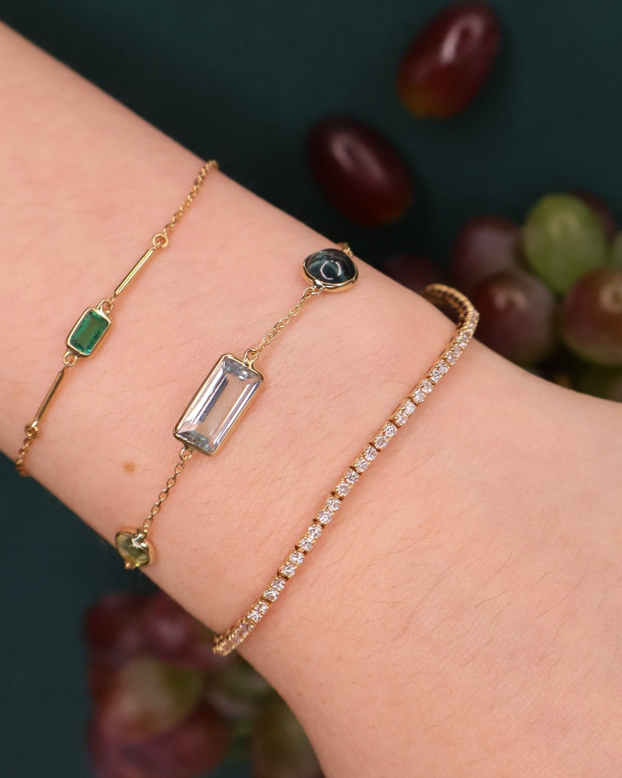 Aquamarine Indicolite & Canary Tourmaline Candy Bracelet