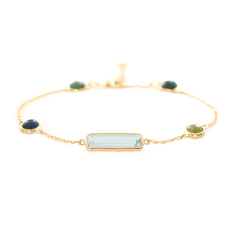 Aquamarine & Tourmaline Candy Bracelet 18k gold stackable design