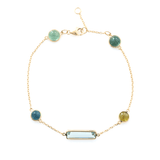 Aquamarine & Tourmaline Candy Bracelet 18k gold stackable design 2
