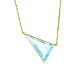 Aquamarine Triangle Contour Necklace 18k handmade fine jewelry