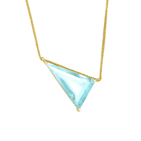 Aquamarine Triangle Contour Necklace 18k handmade fine jewelry