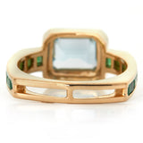 Aquamarine & Tsavorite Circa Ring 18k gold Stackable ring side view