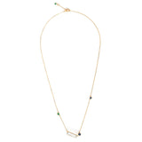 Aquamarine With Emerald & Sapphire Bar Necklace 18k handmade fine jewelry