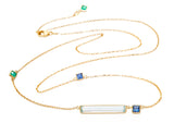 Aquamarine With Emerald & Sapphire Bar Necklace 18k handmade fine jewelry 2