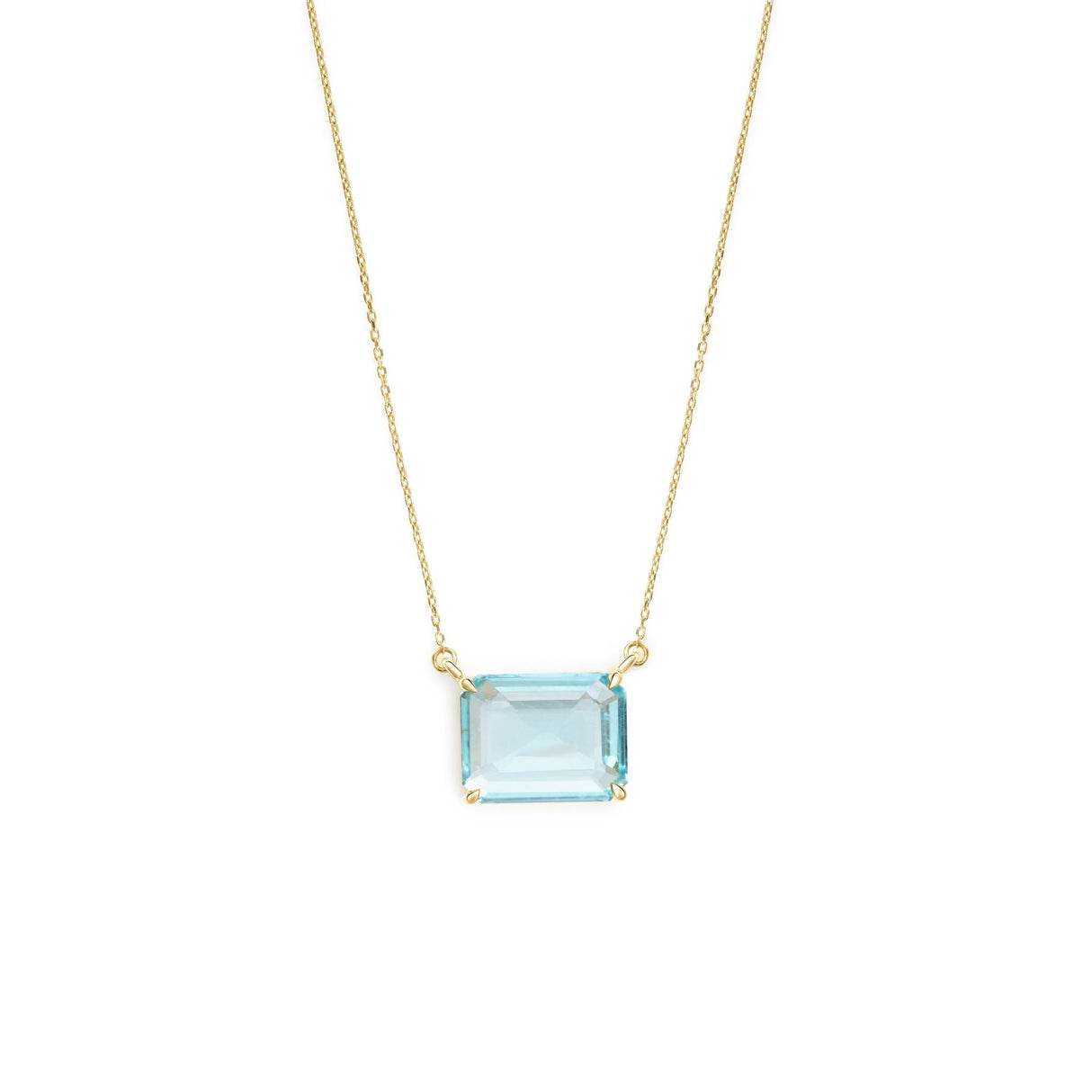 Aquamarine XS Chain Necklace 18K Gold Handmade Fine Jewelry