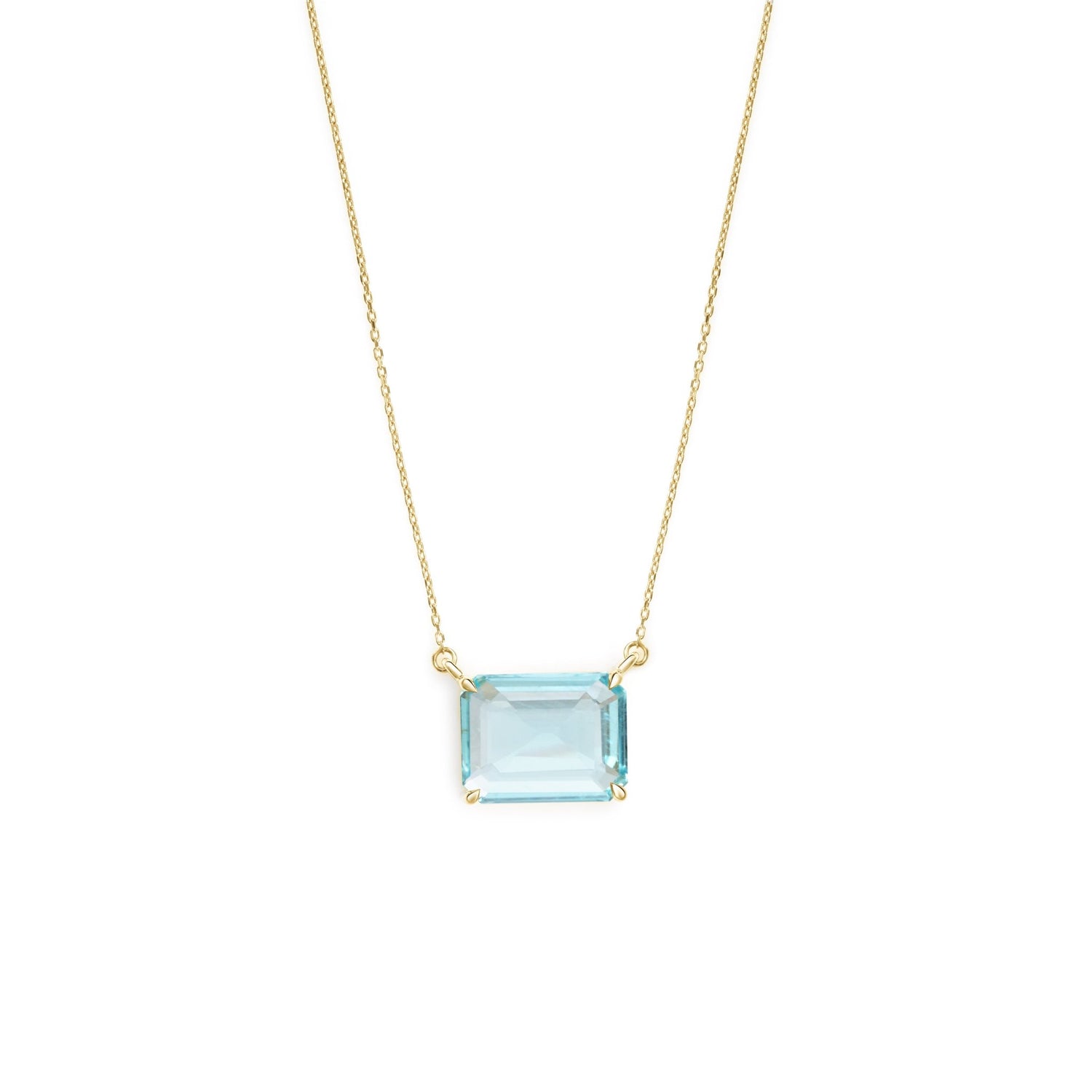 Aquamarine XS Chain Necklace 18K Gold Handmade Fine Jewelry
