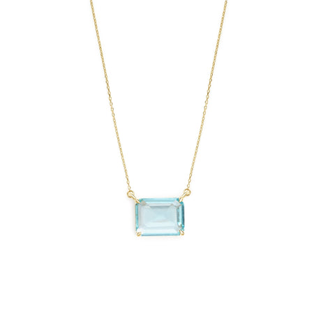 Aquamarine XS Chain Necklace 18K Gold Handmade Fine Jewelry