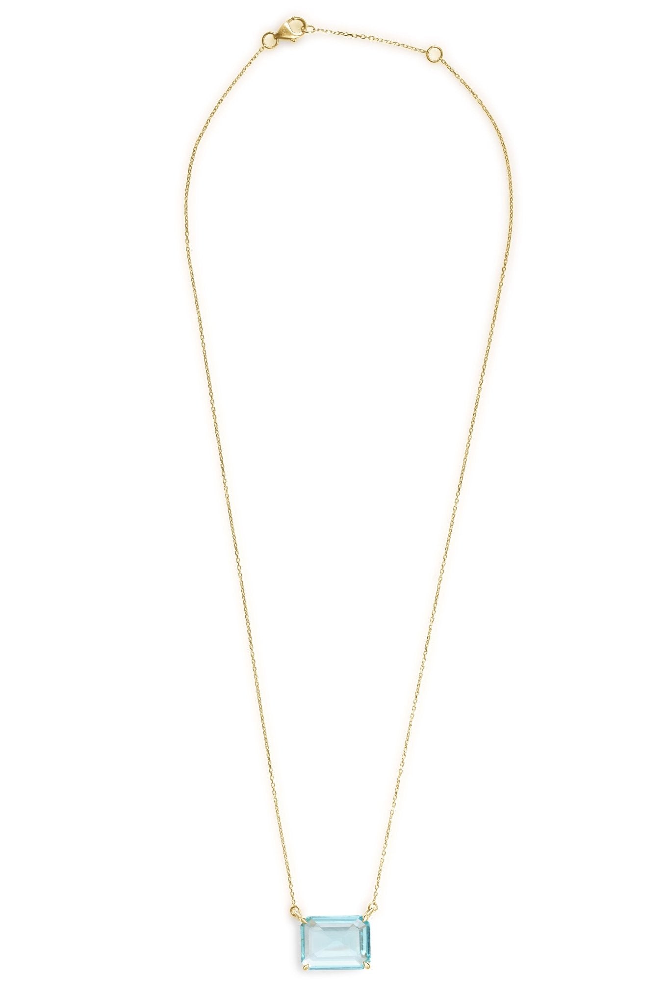 Aquamarine XS Chain Necklace 18K Gold Handmade Fine Jewelry 2