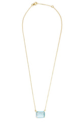 Aquamarine XS Chain Necklace 18K Gold Handmade Fine Jewelry 2