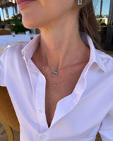 Aquamarine XS Chain Necklace 18K Gold Handmade Fine Jewelry on model