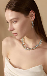 Aquamarine and Diamond Contour Earrings on model