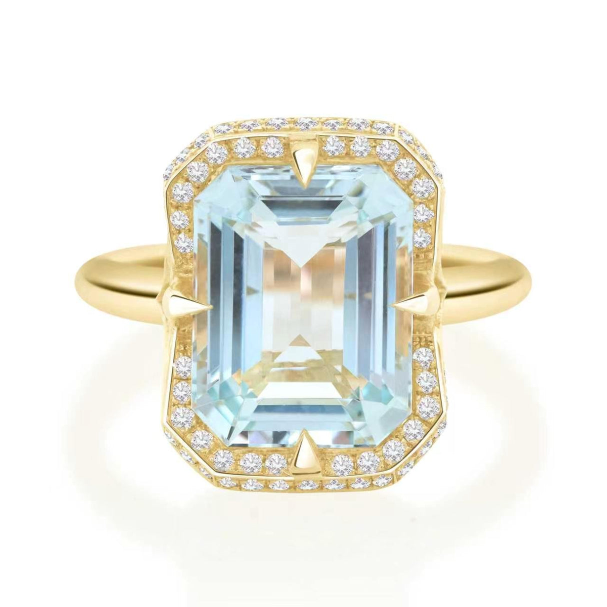 Aquamarine and Diamonds Aurora Ring