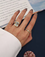 Aquamarine and Diamonds Aurora Ring