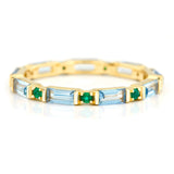 Gold ring with emeralds and aquamarines in 18k 