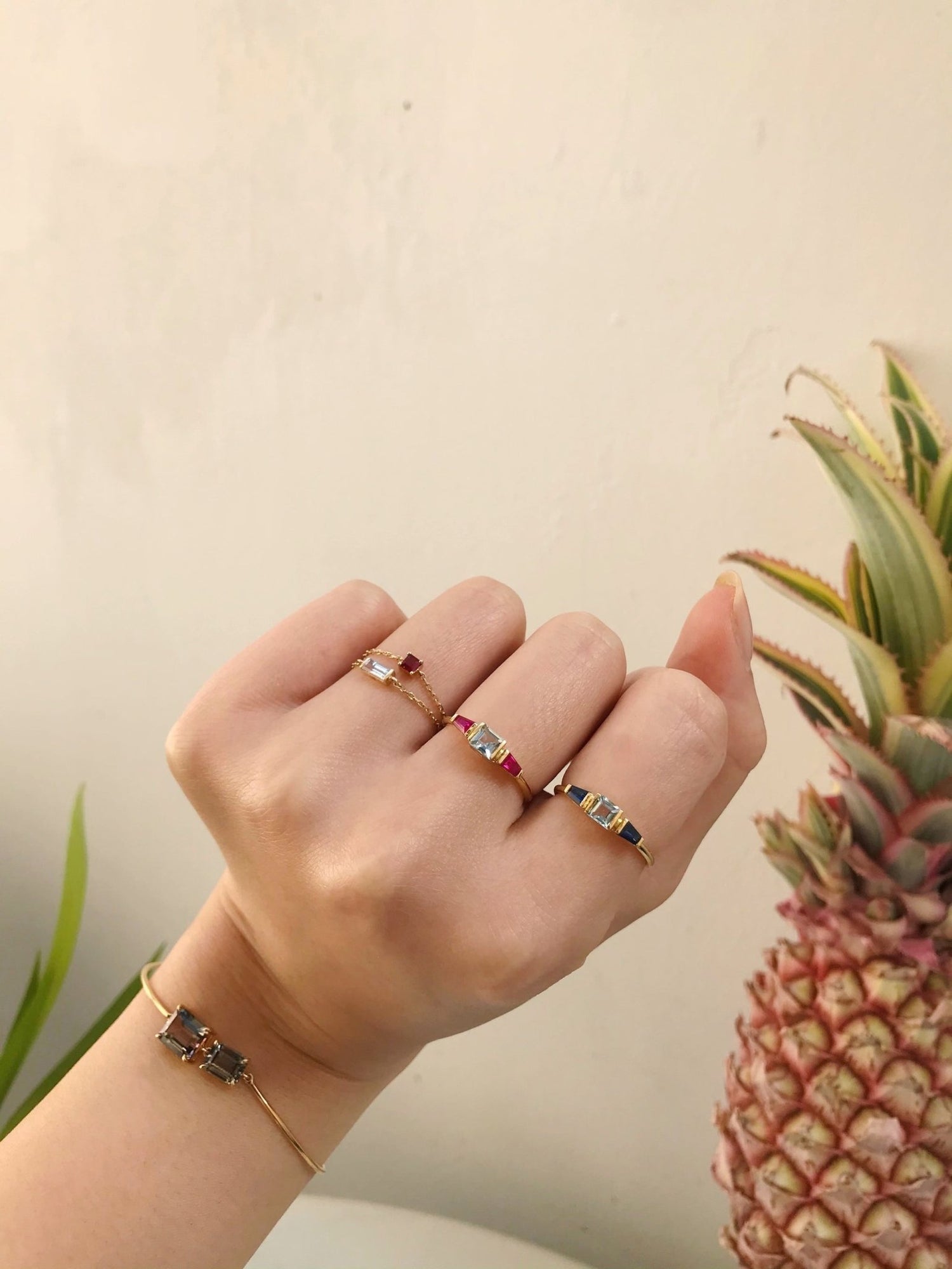 Aquamarine & Sapphire Triplet Ring