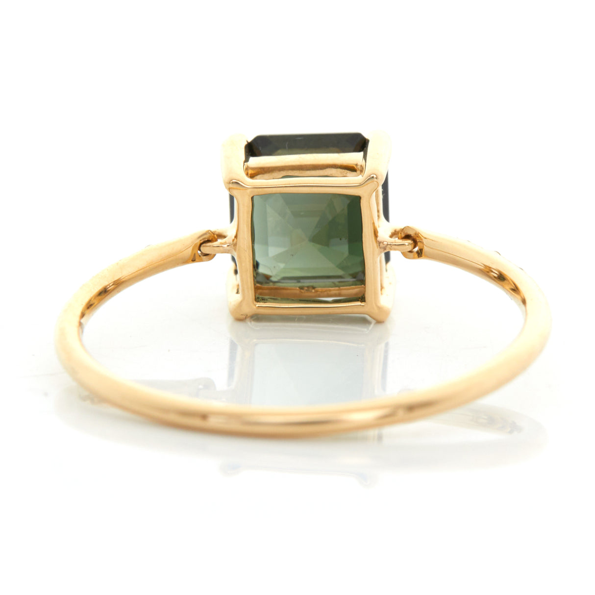 Ascher Moss Tourmaline Petite Circle Diamond Ring 18k gold Stackable ring back view