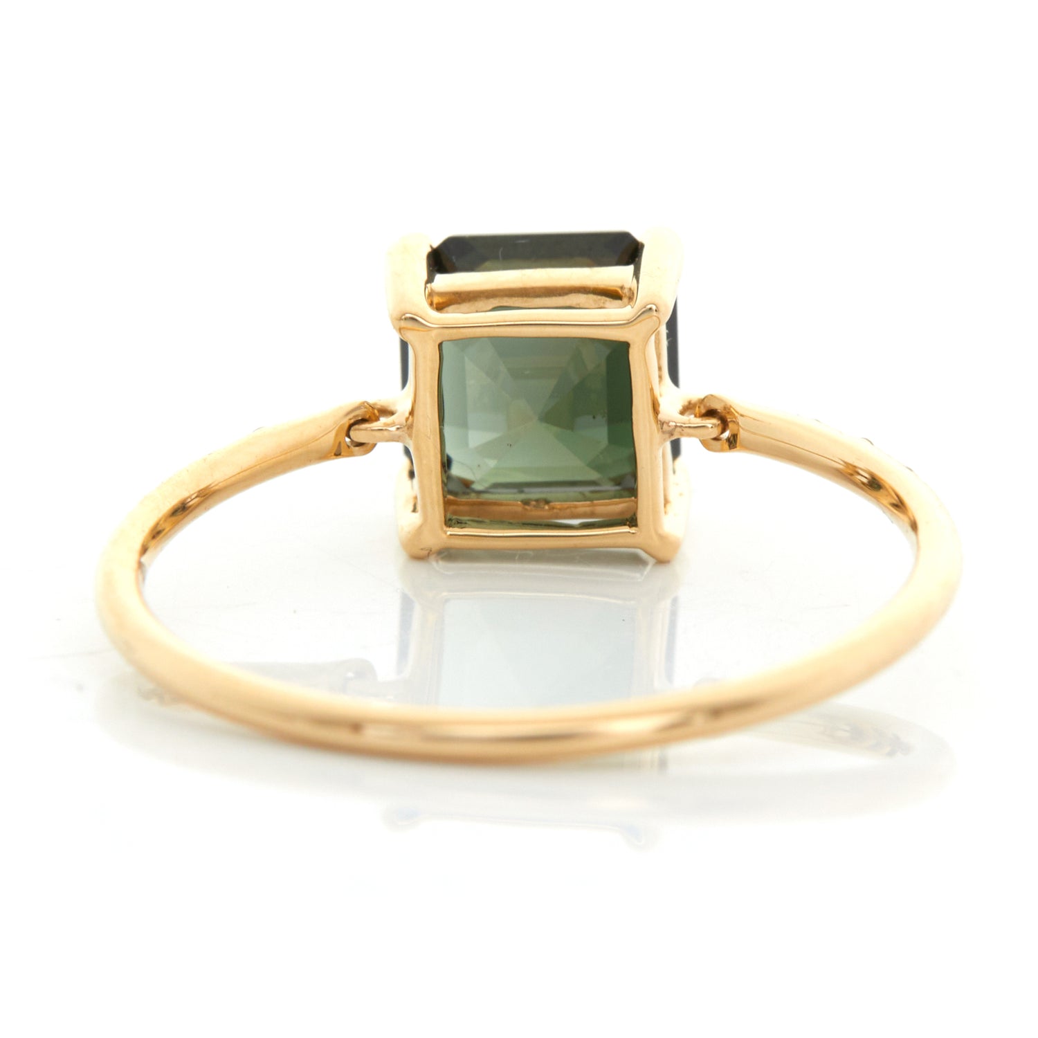 Ascher Moss Tourmaline Petite Circle Diamond Ring 18k gold Stackable ring back view